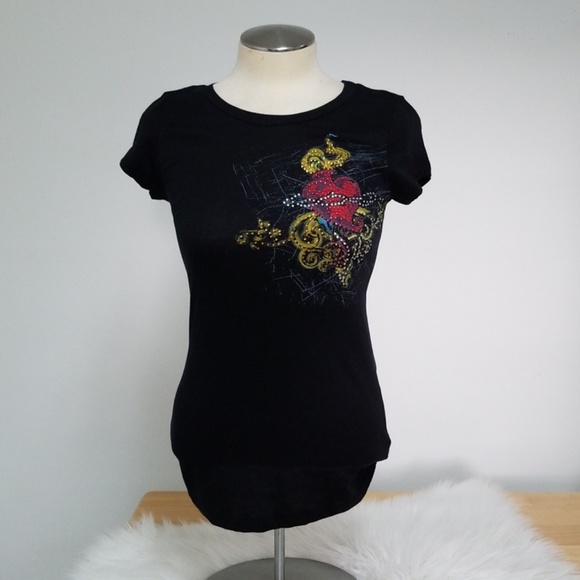 Vocal Tops - Vocal embellished tee with heart and wing graphics